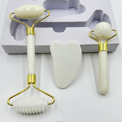 100% প্রাকৃতিক Xiuyan পাথর Jade রোলার Gua Sha মুখ উত্তোলন এবং ত্বক টান জন্য সেট